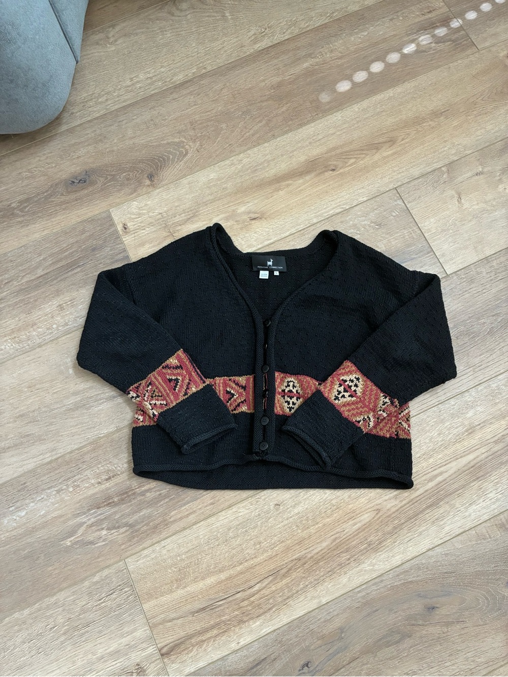 Peruvian Connection Black Knit Cardigan